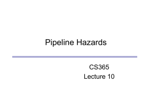 Pipeline Hazards CS365 Lecture 10