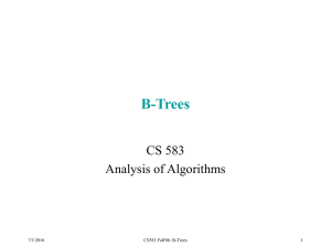 B-Trees CS 583 Analysis of Algorithms 7/1/2016