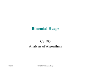 Binomial Heaps CS 583 Analysis of Algorithms 7/1/2016