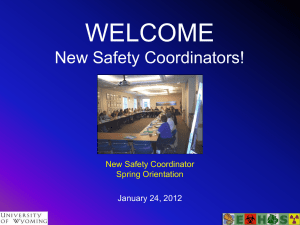 Spring 2012 New Safety Coordinator Orientation