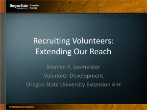 Recruiting Volunteers: Extending our Reach