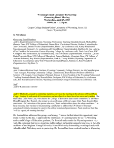 Wyoming School-University Partnership Governing Board Meeting Wednesday, April 29, 2015