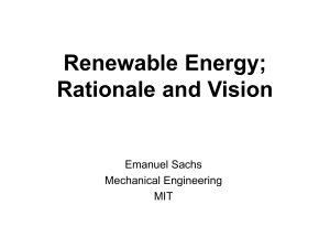 Renewable Energy: Rationale and Vision