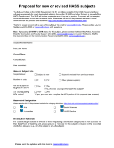 Subject Proposal Form for the HASS Requirement