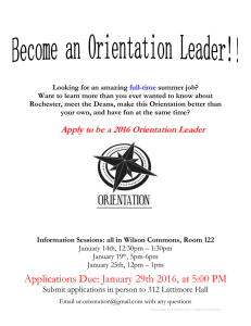 2016 Orientation Leader Application