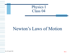 Newton’s Laws of Motion Physics I Class 04 04-1