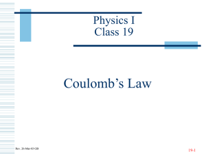 Coulomb’s Law Physics I Class 19 19-1