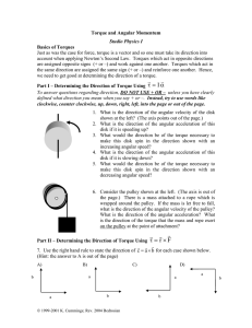 Torque and Angular Momentum Basics of Torques Studio Physics I