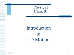 Introduction &amp; 1D Motion Physics I