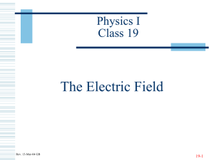 The Electric Field Physics I Class 19 19-1