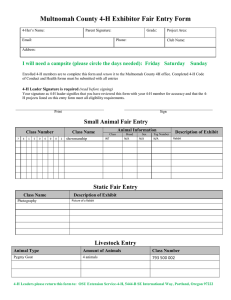 Multnomah County 4-H Exhibitor Fair Entry Form