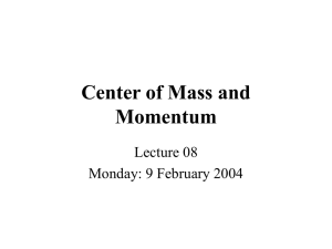 Center of Mass and Momentum Lecture 08 Monday: 9 February 2004