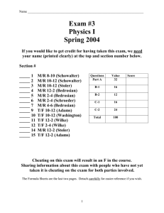 Exam #3 Physics I Spring 2004