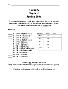 Exam #2 Physics I Spring 2006
