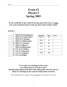 Exam #2 Physics I Spring 2003
