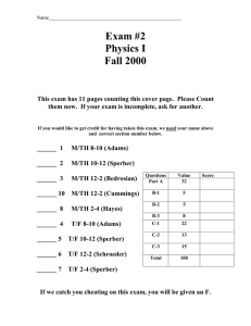 Exam #2 Physics I Fall 2000