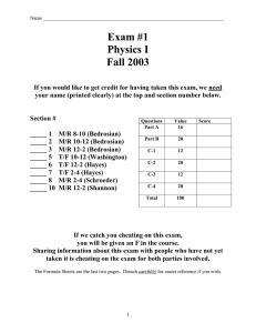 Exam #1 Physics I Fall 2003