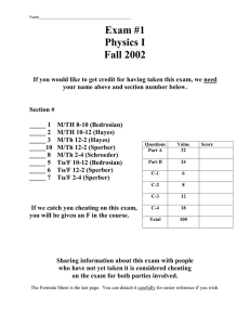 Exam #1 Physics I Fall 2002