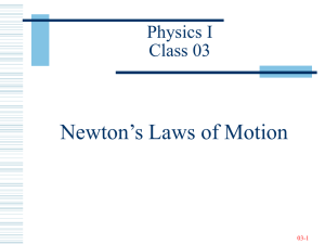 Newton’s Laws of Motion Physics I Class 03 03-1