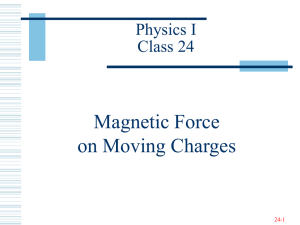 Magnetic Force on Moving Charges Physics I Class 24