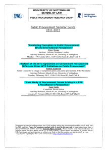 Public Procurement Seminar Series 2011-2012 UNIVERSITY OF NOTTINGHAM