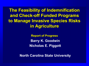 Feasibility of Indemnifications and Checkoff-Funded Programs To Manage Invasive Species Risks in Agriculture