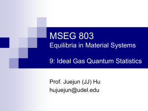 MSEG 803 Equilibria in Material Systems 9: Ideal Gas Quantum Statistics