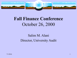 Salim Alani's Fall 2000 Finance Conference Presentation (Power Point)