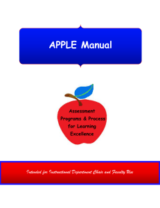 Assessment Programs Processes for Learning Excellence - APPLE Manual