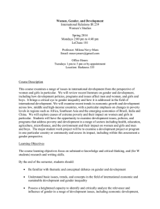 Women, Gender, and Development International Relations IR 239 Women’s Studies