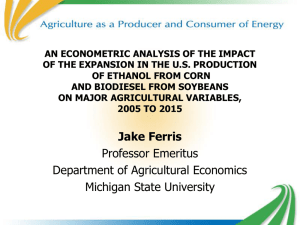 Econometric Analysis of the Impact of the Expansion in the U.S. Production of Ethanol from Corn and Biodiesel from Soybeans on Major Agricultural Variables, 2005-2015