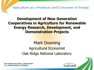 Development of New Generation Agricultural Cooperatives for Renewable Energy Development and Demonstration Projects