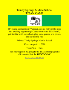 Trinity Springs Middle School TITAN CAMP
