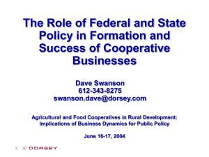 The Role of Federal and State Policy in the Formation and Success of Cooperative Businesses