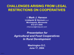 Challenges Arising From Legal Restrictions on Cooperatives