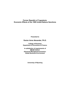 Former Republic of Yugoslavia: Economic Effects of the 1999 United Nations Sanctions