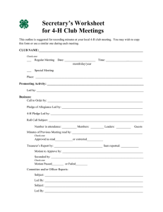 Secretary’s Worksheet for 4-H Club Meetings