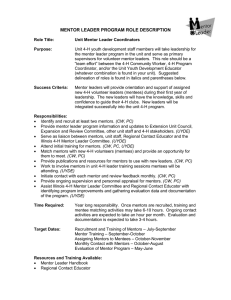 Mentor Leader - Unit Coordinator Role Description