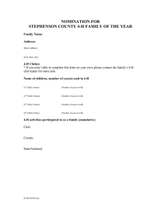 NOMINATION FOR STEPHENSON COUNTY 4-H FAMILY OF THE YEAR