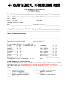 2016 Camp Medical Information Form