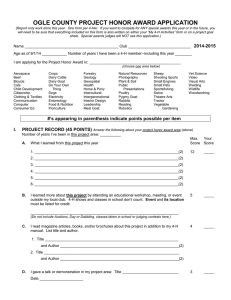 2014 - 2015 County Project Honor Form aka The Blue Sheet