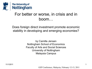 Does foreign direct investment promote economic stability in developing and emerging economies?