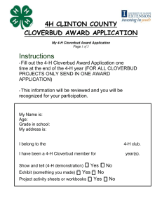 Instructions 4H CLINTON COUNTY CLOVERBUD AWARD APPLICATION