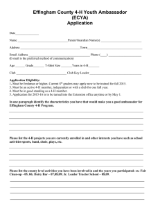 Effingham County 4-H Youth Ambassador (ECYA) Application