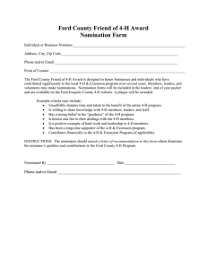 Ford County Friend of 4-H Award Nomination Form