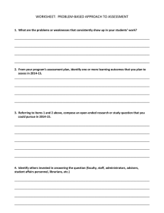 Worksheet: Problem-Based Approach to Assessment