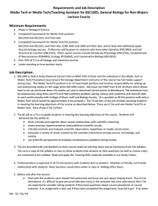 Requirements and Job Description BSC1005 Media Tech