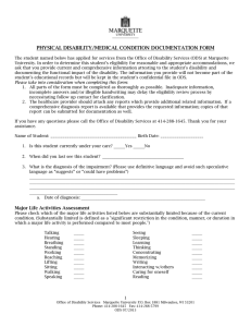 Physical/Medical Disability Documentation Form