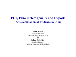 FDI, Firm Heterogeneity and Exports: An examination of evidence in India