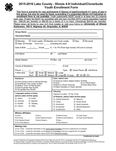 4-H 2015-2016 Individual/Cloverbud Enrollment Form